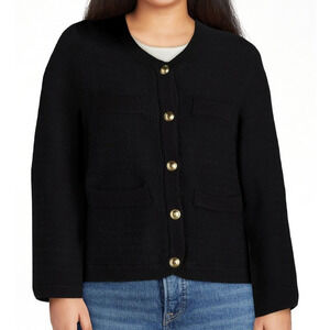 Free Assembly Womens Welt Pocket Cardigan Sweater Black Soot Size XXL (20)